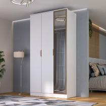 Guarda Roupa Solteiro 1,20m 3 Portas c/ Reflecta e LED