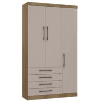 Guarda Roupa Solteiro 132cm 3 Portas 4 Gavetas Delphi Avelã/Cinnamon L01 - Mpozenato Guarda Roupa Solteiro 132cm 3 Portas 4 Gavetas Delphi Avelã/Cinnamon L01 - Mpozenato