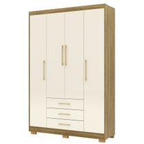 Guarda Roupa Solteiro 150cm 4 Portas Otto Nature/Champanhe V02 - Mpozenato