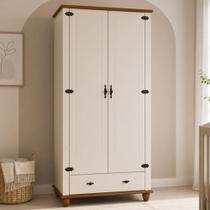 Guarda Roupa Solteiro 2 Portas 1 Gaveta 98cm Provençal Alegra S05 Off White Nogueira - Lyam Decor Guarda Roupa Solteiro 2 Portas 1 Gaveta 98cm Provençal Alegra S05 Off White Nogueira - Lyam Decor