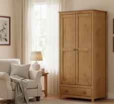 Guarda-Roupa Solteiro 2 Portas 1 Gaveta Topázio 100% Madeira Maciça