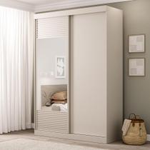 Guarda-Roupa Solteiro 2 Portas 1 Porta com Espelho Samambaia CabeCasa MadeiraMadeira Off White