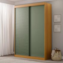 Guarda-Roupa Solteiro 2 Portas 1 Porta Ripada Samambaia Cabecasa Carvalho/Verde