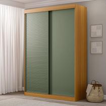 Guarda-Roupa Solteiro 2 Portas 1 Porta Ripada Samambaia Cabecasa Carvalho/Verde