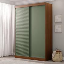 Guarda-Roupa Solteiro 2 Portas 1 Porta Ripada Samambaia CabeCasa MadeiraOriginals Marrom/Freijó/Verde