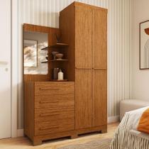 Guarda-roupa Solteiro 2 Portas 4 Gavetas com Espelho 100% MDF 110cm Zínia Espresso Móveis