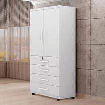 Guarda Roupa Solteiro 2 Portas 4 Gavetas Maia Benetil Branco