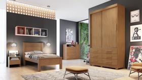 Guarda Roupa Solteiro 2 Portas 6 Gavetas - Buriti-Cumaru - Móveis Novo Horizonte