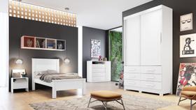 Guarda Roupa Solteiro 2 Portas 6 Gavetas - Capri-Branco - Móveis Novo Horizonte