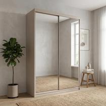 Guarda-Roupa Solteiro 2 Portas com Espelho 100% MDF Geneve Bege/Panna Guarda-Roupa Solteiro 2 Portas com Espelho 100% MDF Geneve Bege/Panna