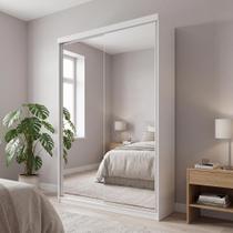 Guarda-Roupa Solteiro 2 Portas com Espelho 100% MDF Geneve Branco
