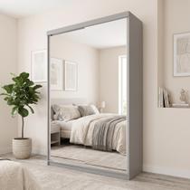 Guarda-Roupa Solteiro 2 Portas com Espelho 100% MDF Geneve Cinza/Urbi Guarda-Roupa Solteiro 2 Portas com Espelho 100% MDF Geneve Cinza/Urbi