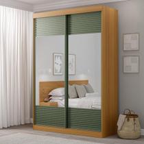 Guarda-Roupa Solteiro 2 Portas com Espelho Samambaia CabeCasa MadeiraMadeira Carvalho/Verde