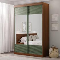 Guarda-Roupa Solteiro 2 Portas com Espelho Samambaia CabeCasa MadeiraMadeira Freijó/Verde