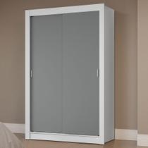 Guarda-Roupa Solteiro 2 Portas Correr Branco/Cinza Guarda-Roupa Solteiro 2 Portas Correr Branco/Cinza
