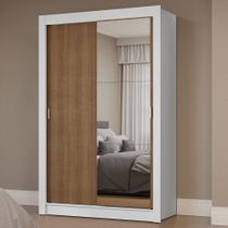 Guarda-roupa Solteiro 2 Portas Correr Espelho Branco/rustic Guarda-roupa Solteiro 2 Portas Correr Espelho Branco/rustic