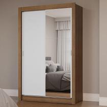 Guarda-roupa Solteiro 2 Portas Correr Espelho Rustic/branco Guarda-roupa Solteiro 2 Portas Correr Espelho Rustic/branco
