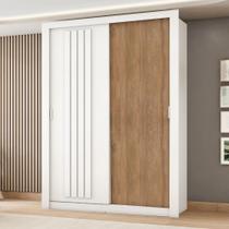 Guarda Roupa Solteiro 2 Portas Darvi Carraro Ripado Branco Com Freijó Guarda Roupa Solteiro 2 Portas Darvi Carraro Ripado Branco Com Freijó