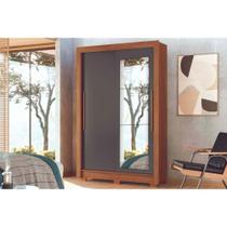 Guarda Roupa Solteiro 2 Portas de Correr (1 c/ Espelho) e 2 Gavetas c/ Pés Lapa Jatobá/Grafite - Santos Andirá Guarda Roupa Solteiro 2 Portas de Correr (1 c/ Espelho) e 2 Gavetas c/ Pés Lapa Jatobá/Grafite - Santos Andirá