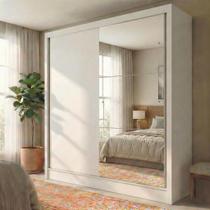 Guarda-Roupa Solteiro 2 Portas de Correr 2 Gavetas e Espelho Peônia Yescasa