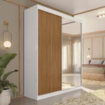 Guarda-Roupa Solteiro 2 Portas de Correr 2 Gavetas e Espelho Peônia Yescasa