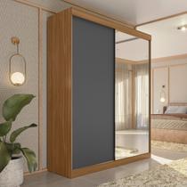 Guarda-roupa Solteiro 2 Portas de Correr 2 Gavetas e Espelho Peônia Yescasa