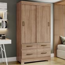 Guarda-Roupa Solteiro 2 Portas de Correr 4 Gavetas Flex Jequitibá Brilho/Off White Be25 - Briz Guarda-Roupa Solteiro 2 Portas de Correr 4 Gavetas Flex Jequitibá Brilho/Off White Be25 - Briz