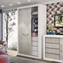 Guarda-Roupa Solteiro 2 Portas de Correr 4 Gavetas News