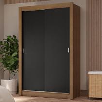 Guarda-Roupa Solteiro 2 Portas de Correr 4 Gavetas Rustic/Preto Vivare Plus Madesa