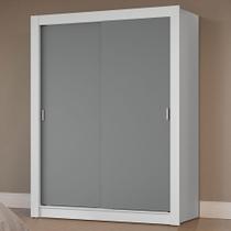 Guarda-Roupa Solteiro 2 Portas de Correr Branco/Cinza Milano Madesa Guarda-Roupa Solteiro 2 Portas de Correr Branco/Cinza Milano Madesa