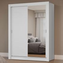 Guarda-Roupa Solteiro 2 Portas de Correr com Espelho Branco Milano Madesa