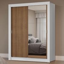 Guarda-Roupa Solteiro 2 Portas de Correr com Espelho Branco/Rustic Milano Madesa Guarda-Roupa Solteiro 2 Portas de Correr com Espelho Branco/Rustic Milano Madesa