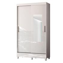 Guarda Roupa Solteiro 2 Portas de Correr com Espelho e Pés Fit Branco Brilho - Santos Andirá Guarda Roupa Solteiro 2 Portas de Correr com Espelho e Pés Fit Branco Brilho - Santos Andirá
