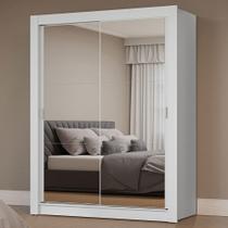 Guarda-Roupa Solteiro 2 Portas de Correr com Espelhos Branco Milano Madesa