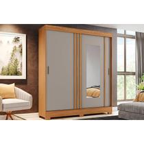 Guarda Roupa Solteiro 2 Portas de Correr e 2 Gavetas c/ Espelho e Pés Briz B353 Nature/Cinza - Henn Guarda Roupa Solteiro 2 Portas de Correr e 2 Gavetas c/ Espelho e Pés Briz B353 Nature/Cinza - Henn