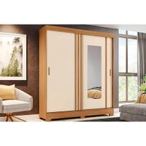 Guarda Roupa Solteiro 2 Portas de Correr e 2 Gavetas c/ Espelho e Pés Briz B353 Nature/Off White - Henn Guarda Roupa Solteiro 2 Portas de Correr e 2 Gavetas c/ Espelho e Pés Briz B353 Nature/Off White - Henn