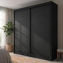 Guarda-Roupa Solteiro 2 Portas de Correr e 2 Gavetas Peônia Yescasa Preto Prime TX