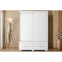 Guarda Roupa Solteiro 2 Portas de Correr e 2 Gavetas Sereno Branco - Caemmun