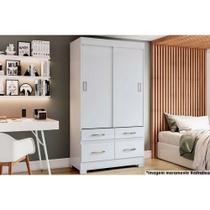 Guarda Roupa Solteiro 2 Portas de Correr e 4 Gavetas Briz BE25 Branco/Rosa - Henn Guarda Roupa Solteiro 2 Portas de Correr e 4 Gavetas Briz BE25 Branco/Rosa - Henn