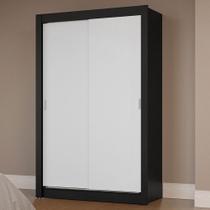 Guarda-Roupa Solteiro 2 Portas de Correr Preto/Branco Milano Madesa