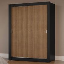 Guarda-Roupa Solteiro 2 Portas de Correr Preto/Rustic Milano Madesa Guarda-Roupa Solteiro 2 Portas de Correr Preto/Rustic Milano Madesa