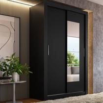 Guarda-Roupa Solteiro 2 Portas de Correr Reversível com Espelho 120x55x200cm City Preto Guarda-Roupa Solteiro 2 Portas de Correr Reversível com Espelho 120x55x200cm City Preto