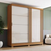 Guarda Roupa Solteiro 2 Portas de Correr Ripado 3 Gavetas Off White B353 Cinamomo