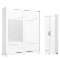 Guarda Roupa Solteiro 2 Portas Deslizantes 3 Gavetas Verg com Espelho D239 com Armário Multiuso 2 Portas 3 Prateleiras B387 Branco - Henn Guarda Roupa Solteiro 2 Portas Deslizantes 3 Gavetas Verg com Espelho D239 com Armário Multiuso 2 Portas 3 Prateleiras B387 Branco - Henn