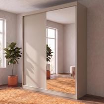Guarda-Roupa Solteiro 2 Portas e 1 Espelho 100% MDF Geneve Bege/Panna Guarda-Roupa Solteiro 2 Portas e 1 Espelho 100% MDF Geneve Bege/Panna
