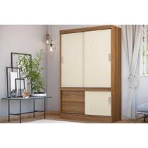 Guarda Roupa Solteiro 2 Portas e 3 Gavetas Estilo II Amêndola/Off White - Demóbile