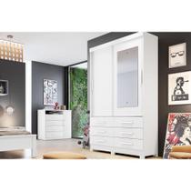 Guarda Roupa Solteiro 2 Portas e 6 Gavetas c/ Espelho Jequitibá/Buriti Branco - Novo Horizonte Guarda Roupa Solteiro 2 Portas e 6 Gavetas c/ Espelho Jequitibá/Buriti Branco - Novo Horizonte