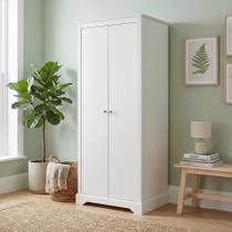 Guarda-roupa Solteiro 2 Portas em Mdf Estilo Clássico Louise Branco