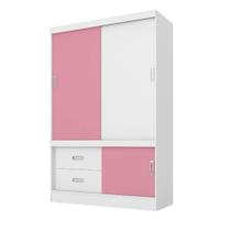 Guarda Roupa Solteiro 2 Portas Estilo II 22520 Branco Rosa Flex Demóbile