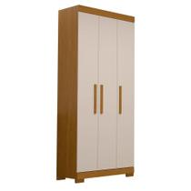 Guarda Roupa Solteiro 3 Portas 100% Mdf Lana Acp Móveis Cinamomo/Off White